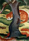 Franz Marc Katze unter einem Baum painting